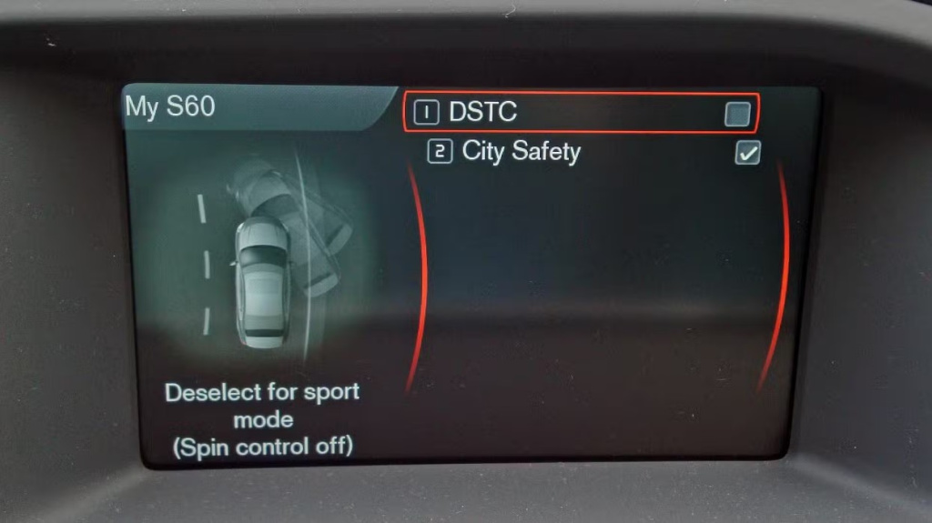 DSTC меньше влияет на езду в спорт-режиме DSTC spin control отключен на Volvo